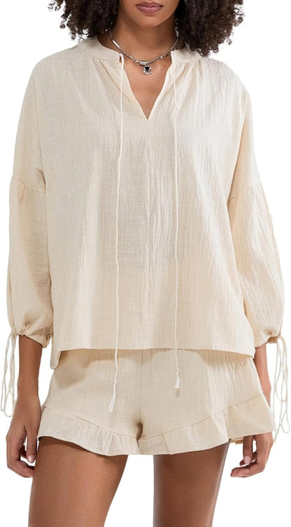 Cotton Ruffle Short Set