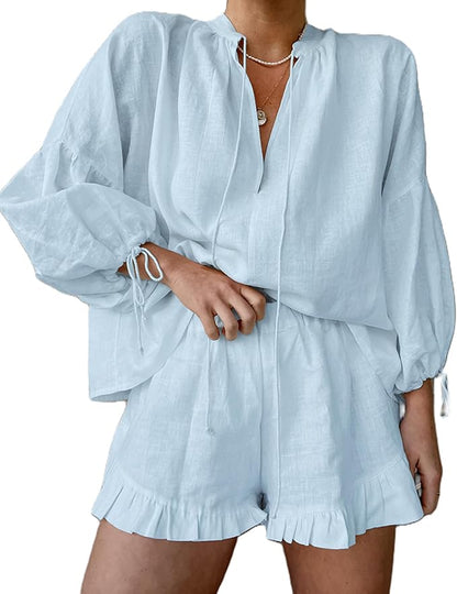 Cotton Ruffle Short Set