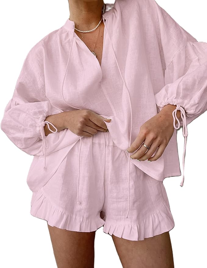 Cotton Ruffle Short Set
