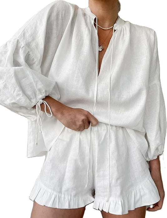 Cotton Ruffle Short Set
